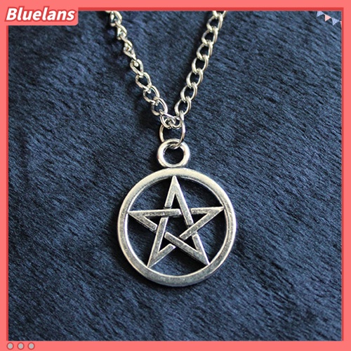 [BLS] 2 Pcs Fashion Unisex Bintang Lingkaran Pentagram Liontin Kalung Pasangan Xmas Hadiah