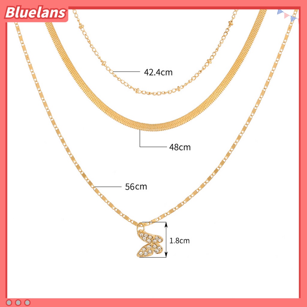 [BLS] Wanita Kalung Multi-Layer Busur Perhiasan Electroplating Bright Luster Kalung Perhiasan Hadiah