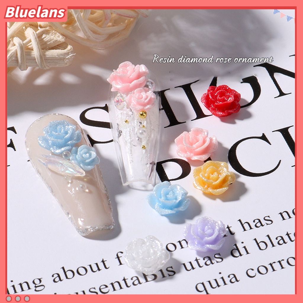 [BLM] 100pcs /Set Ornamen Kuku Bentuk Bunga Penembus Es Efek 3D Resin Camelia Aurora Batu Putih Seni Dekorasi Untuk Perempuan