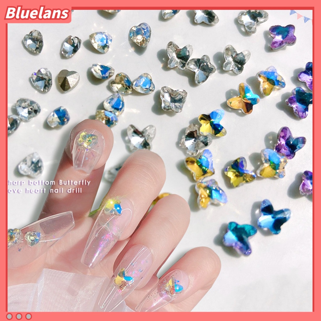 [BLM] 10pcs Hiasan Kuku Bentuk Kreatif Warna Hidup Kristal Imitasi Efek 3D Jantung Nail Art Dekorasi Pesona Kuku Untuk Pelajar