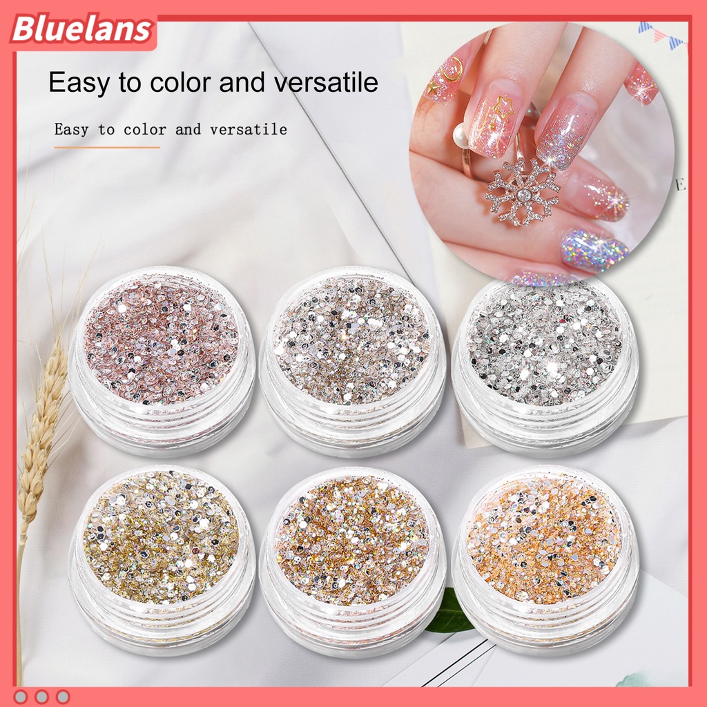 [BLM] Kuku Glitter Bubuk Rhinestones Sequin DIY Nail Art Ukuran Campur Dekorasi Kuku Manicure Glitter Flake Perlengkapan Kuku