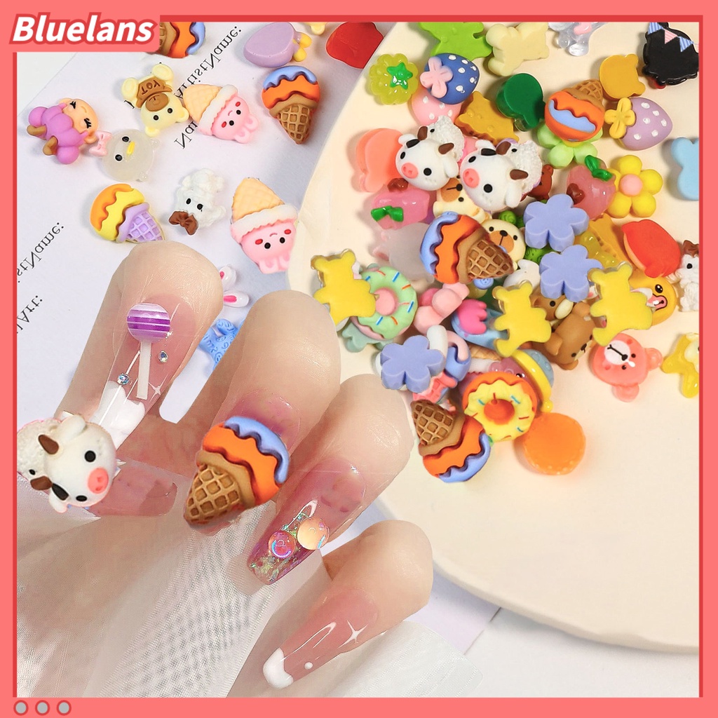 [BLM] 20 Pcs Pesona Kuku Bentuk Indah Tahan Air Resin DIY Nail Art 3D Dekorasi Kartun Manicure Perhiasan Perlengkapan Kuku