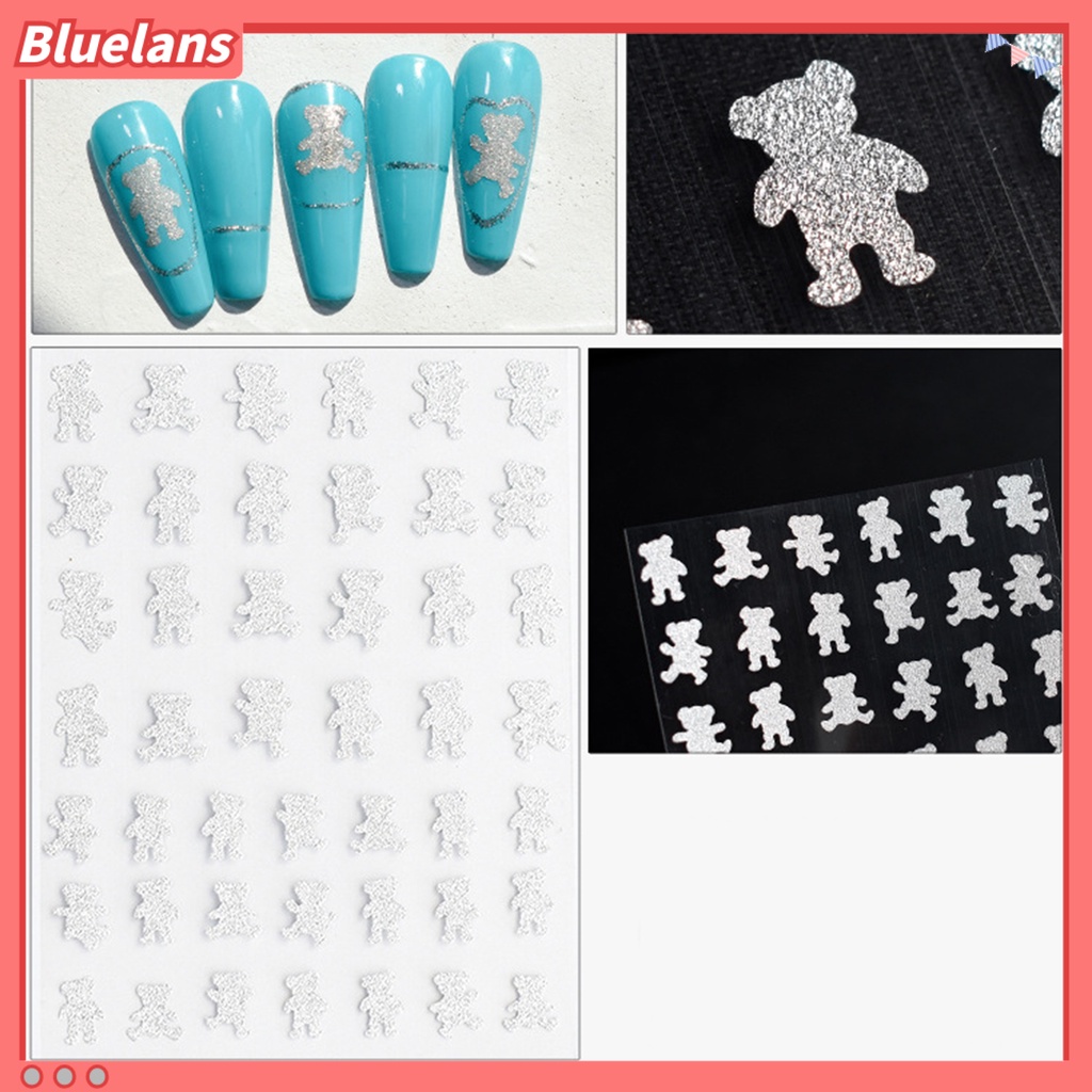 [BLM] Stiker Hati Mengkilap Gambar Hidup DIY Aneka Bentuk Flash Silver Nail Art Sticker Untuk Wanita