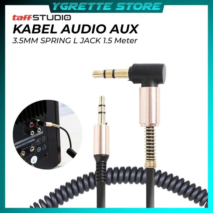 YGRETTE - TAFFWARE Kabel Audio AUX 3.5mm Spring L Jack 1.5m - ZHY43938 Terbaik