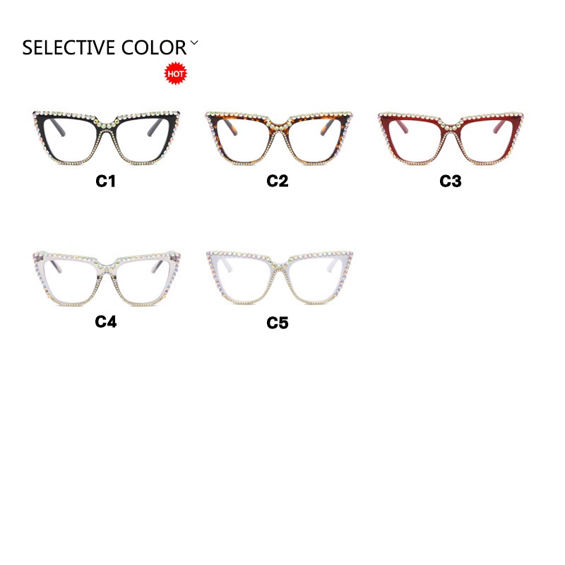 (YUZHU) Kacamata Berlian Mata Kucing Gaya Vintage Mode Baru Anti Blue Light Eyeglasses Frame Untuk Wanita