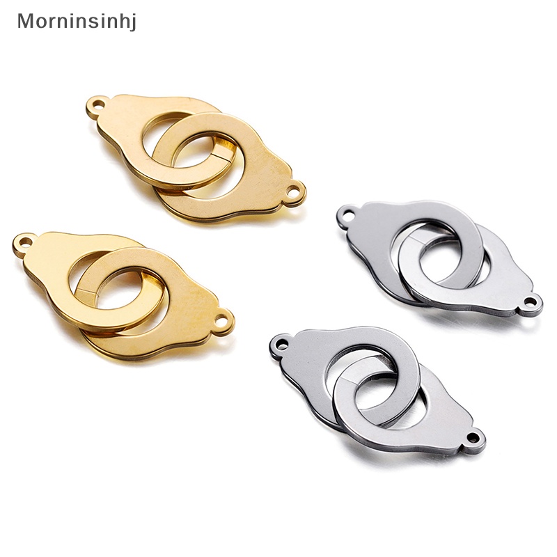 Mornin 5PCS Stainless Steel Handcuff Liontin All-match Kreatif Lubang Ganda Ch Untuk DIY Kalung Gelang Membuat Perhiasan Aksesoris id