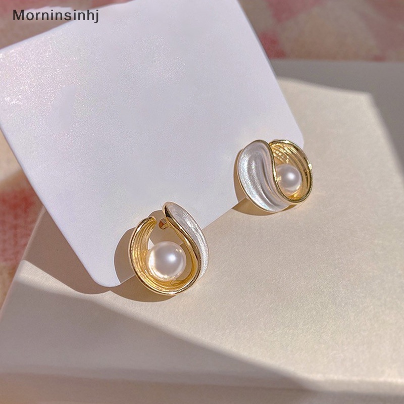 Mornin Wanita Elegan Anting Tusuk Mutiara Untuk Wanita Baroque Geometris Korea Fashion Pernikahan Ear Studs Earrings Jewelry id