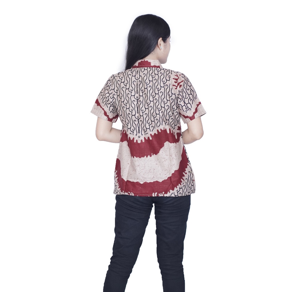 Batik Couple  Kemeja Pria Blouse Wanita Lengan pendek Apel