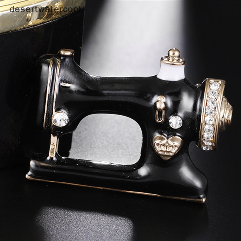 Deid Pin Bros Mesin Jahit Enamel Hitam Bros Kerah Syal Dekorasi Perhiasan Martijn