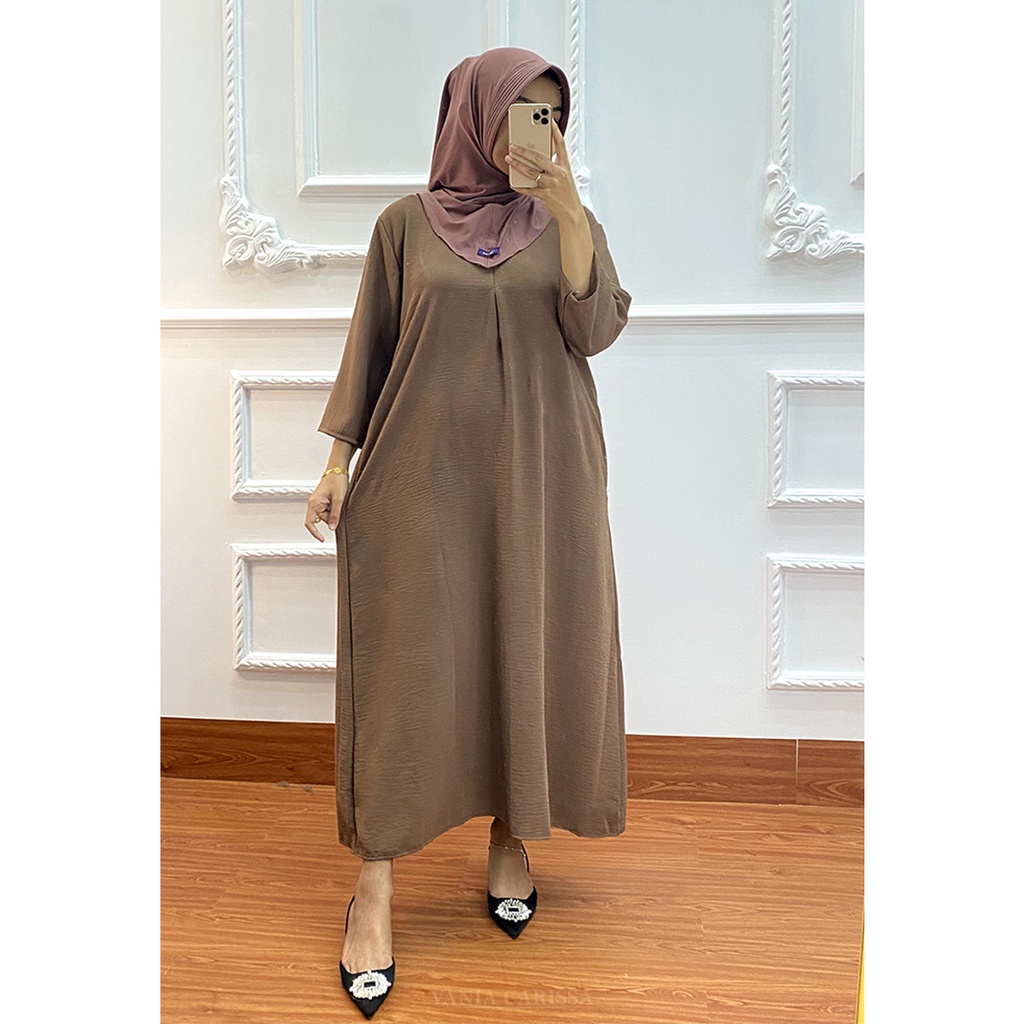 Daster Crinkle Lengan 3/4 Polos - Vania Carissa