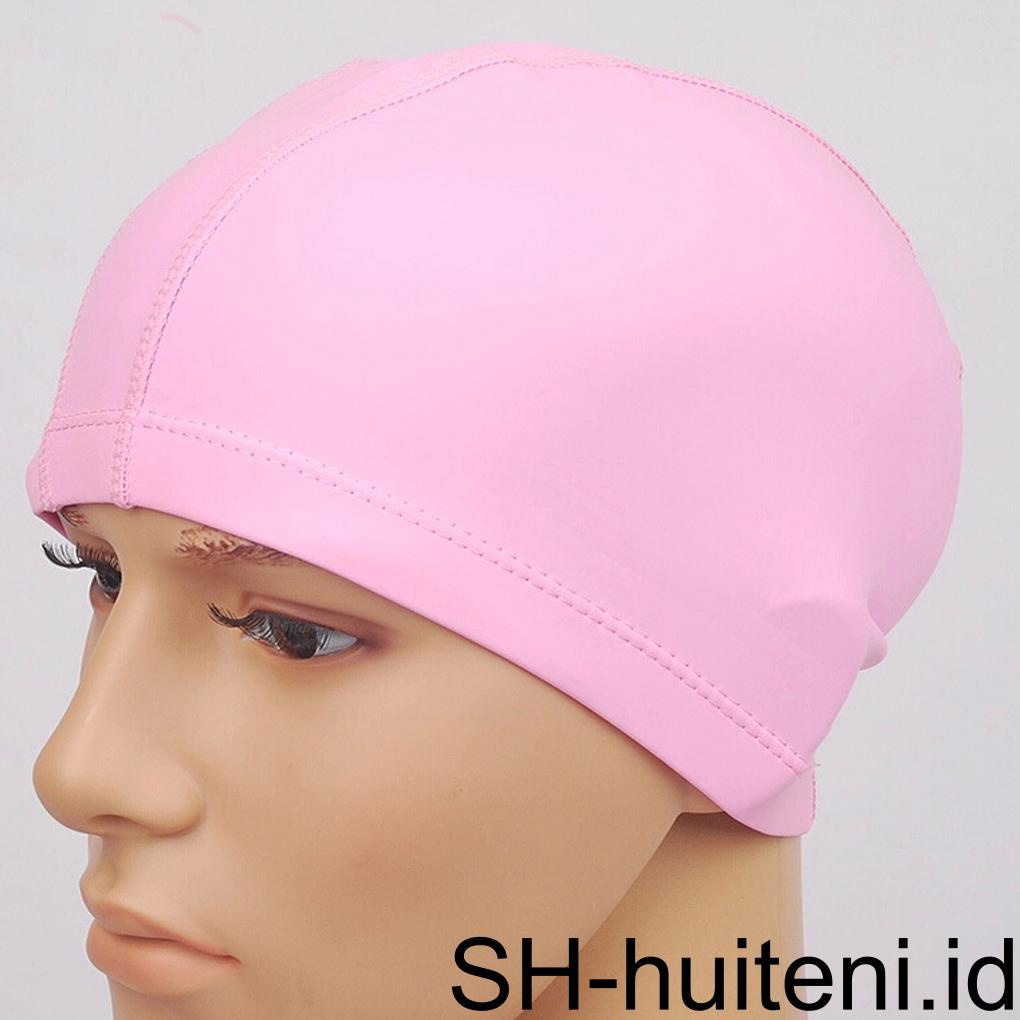 Topi Renang Olahraga Anti Air Protect Hair Topi Pria/ Wanita Dewasa PU Elastis Renang