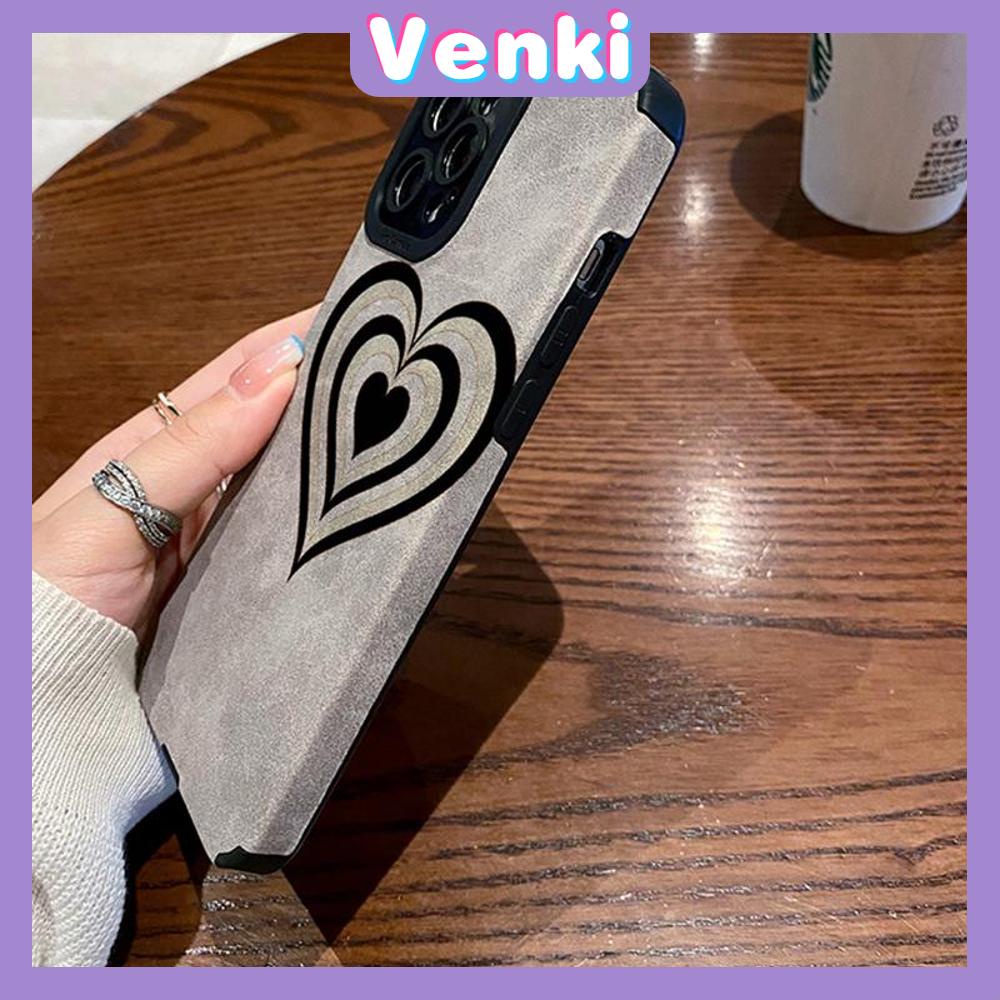 VENKI - Untuk iPhone 11 Case Leather Pupil Suede Cover Soft Shockproof Cover Camera Simple Line Heart Kompatibel dengan iPhone 14 13 Pro max 12 Pro max xr xs 7Plus 8Plus