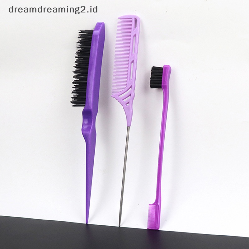 (drea) 3pcs /Set Sisir Rambut Kontrol Tepi Dua Sisi Styling Rambut Alat Sikat Rambut //