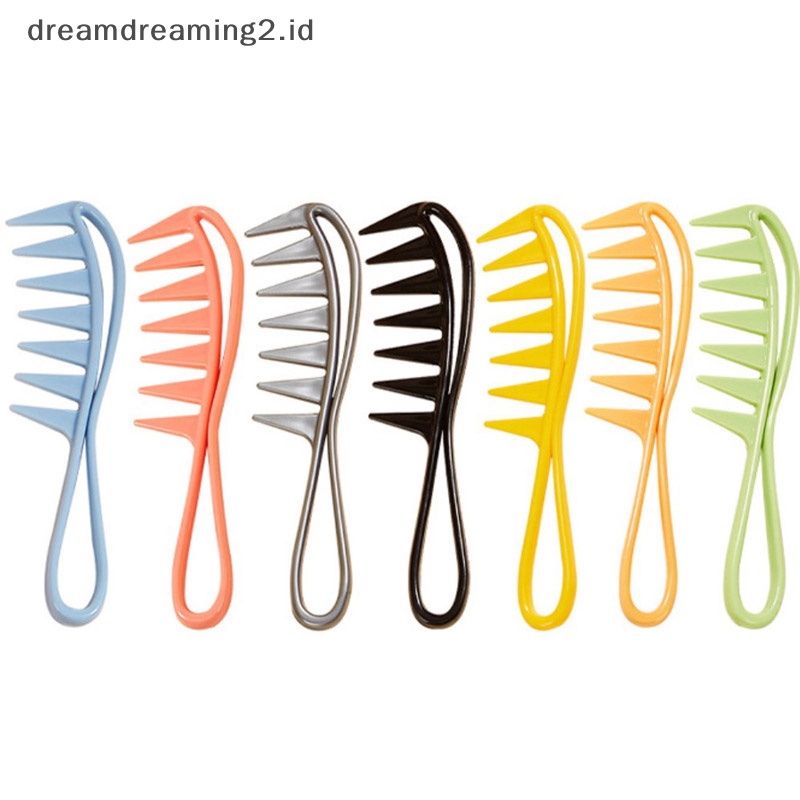 (drea) Retro Oil head Wide Tooth Sisir Plastik Detangler Curly Rambut Salon Hairdressing //