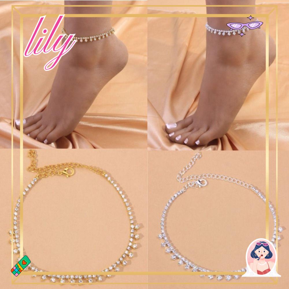 Lily Gelang Kaki Rantai Kaki Fashion Rhinestones Adjustable Ankle chain