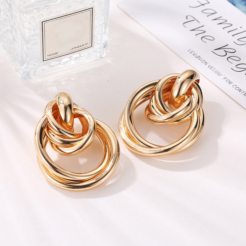 Fashion Elegan Wanita Logam Elegan Lingkaran Hoop Earrings Stud Earrings