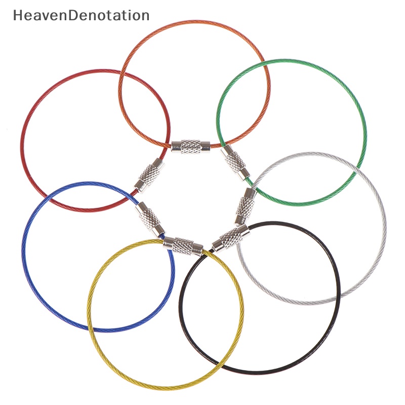 [HeavenDenotation] 5pcs Gantungan Kunci Kawat Stainless Steel Outdoor Hiking Camping Cable Rope Keyring HDV