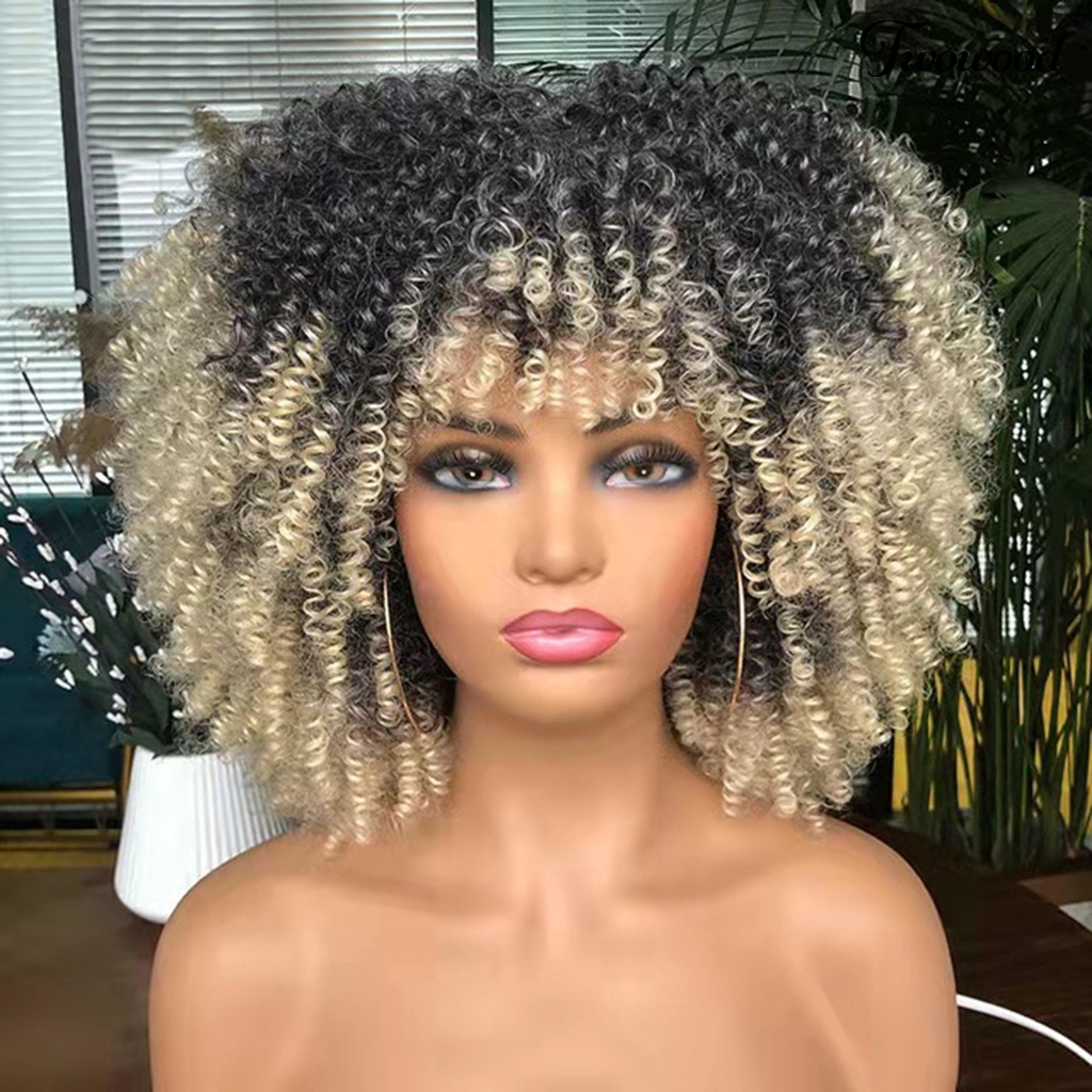 Twowood African Curly Wig Fashion Nyaman Dipakai Tahan Banting Kuat Remodeling Sehat Alat Makeup Ramah Lingkungan Wig Wanita Rambut Keriting Afrika Untuk Kehidupan Sehari-Hari