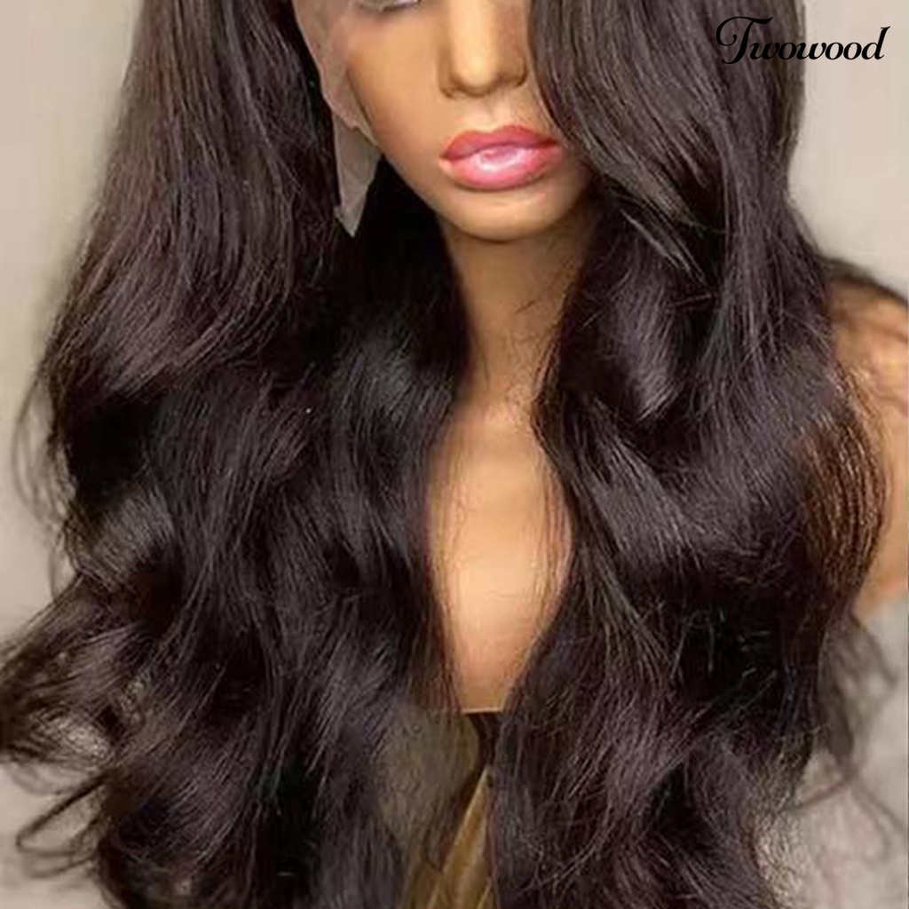 Twowood Rambut Keriting Panjang Mudah Dipakai Lembut Berbulu Realistis Trendi Alat Makeup Suhu Tinggi Sutra Renda Gelombang Besar Wig Rambut Keriting Panjang Untuk Kehidupan Sehari-Hari