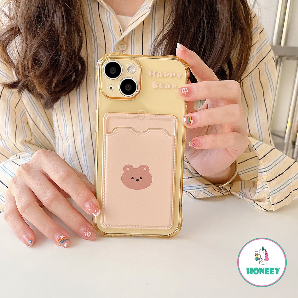 Casing Beruang Lucu Retro Untuk iPhone XR XS Max Casing Iphone14 13 12 11 Pro Max 12 Pro 7 8 14plus Cute Pink Card Holder