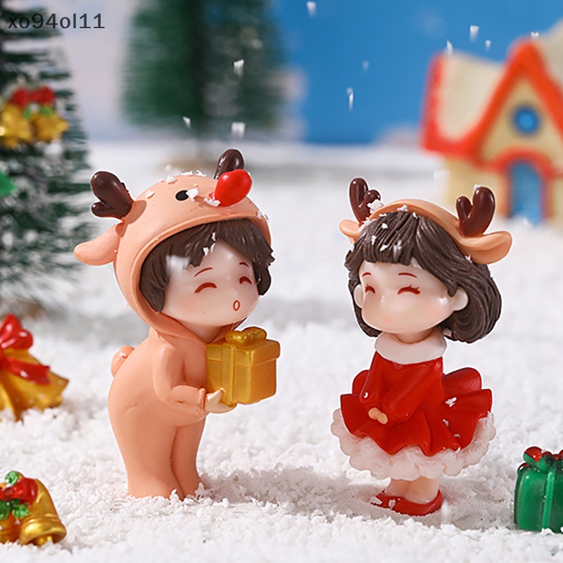 Xo 1pasang Pasangan Pecinta Mini Lucu Miniatur Pemandangan DIY Ornamen Hadiah Natal OL