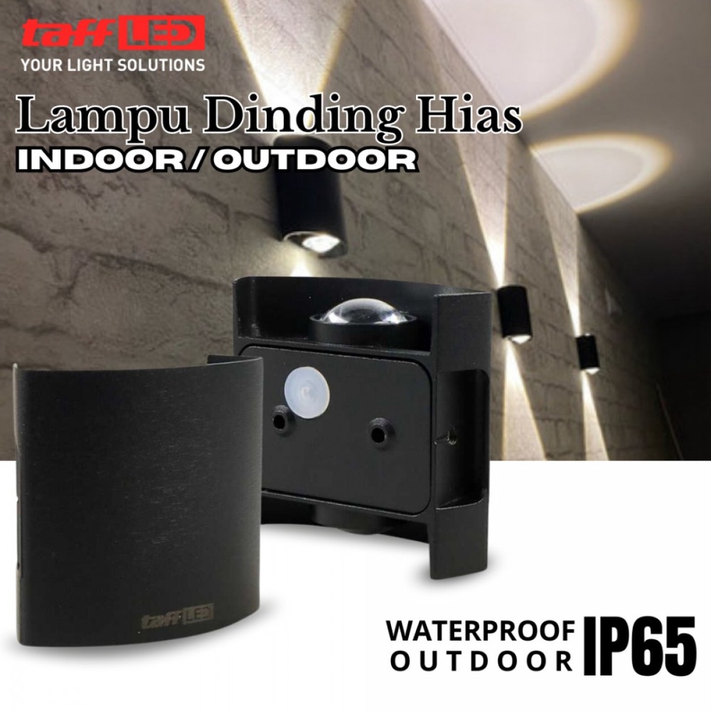 TaffLED Lampu Dinding Hias Outdoor Aluminium 2W 2 LED IP65 Warm White