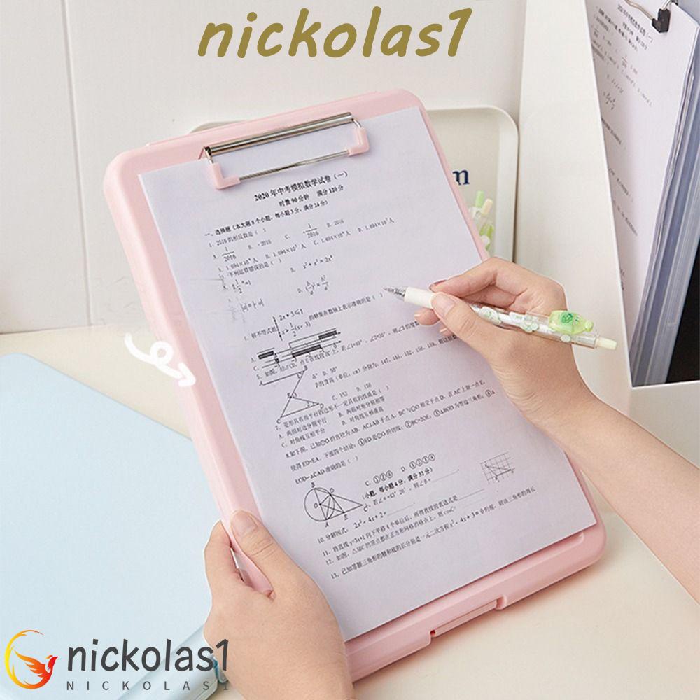 Nickolas1 A4 Clipboard File Box Case 5warna Organizer File Siswa Alas Tulisan Dokumen Test Paper Storage Clipboard