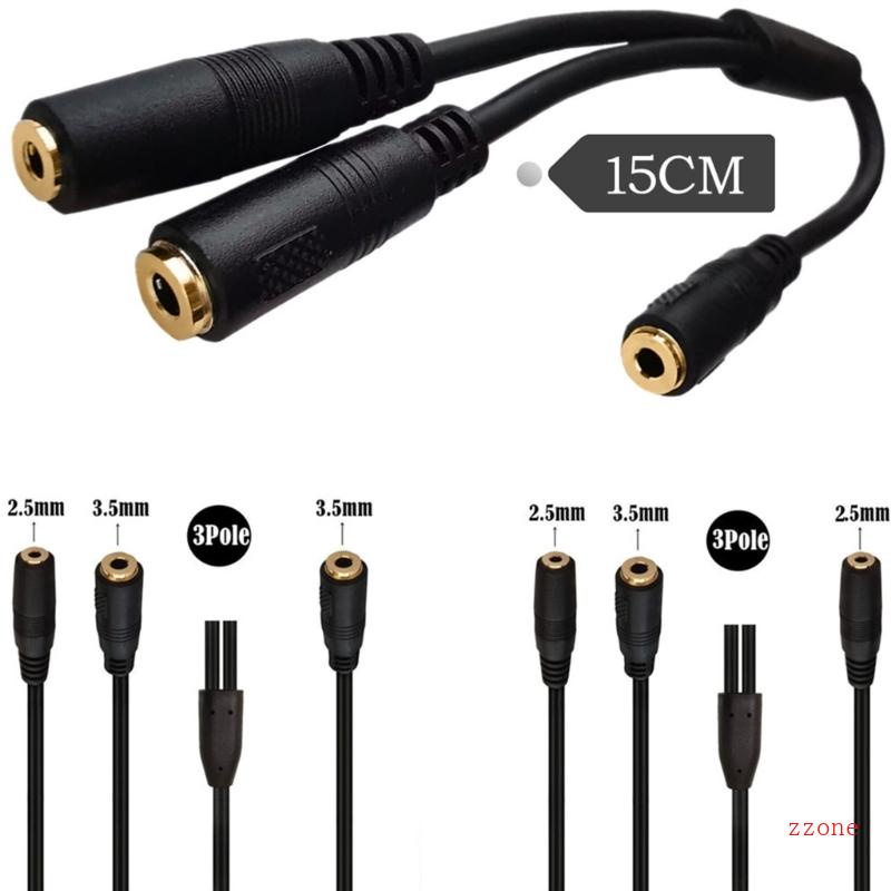 Zzz 3.5mm Female to 3.5mm Female Extension Cable 3Pole 2.5mm Female to 3.5mm Female Adapter Cable Extender Jack Stereo