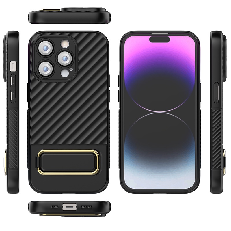 IPHONE Wireless Magnetic Charging Phone Case Phone Holder Untuk Iphone14 12 13 11 Pro max XS XR XR 14plus Proteksi Kamera Ponsel Pola Gelombang Tiga Dimensi Penutup Belakang