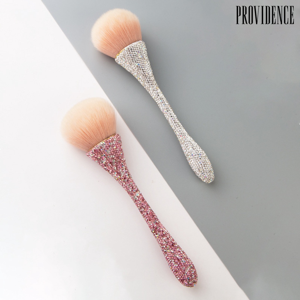 Providence Makeup Brush Bulu Lembut Berlian Imitasi Gagang Berbulu Cakupan Besar Alat Makeup Wanita Foundation Loose Powder Eye Shadow Brush Penggunaan Sehari-Hari