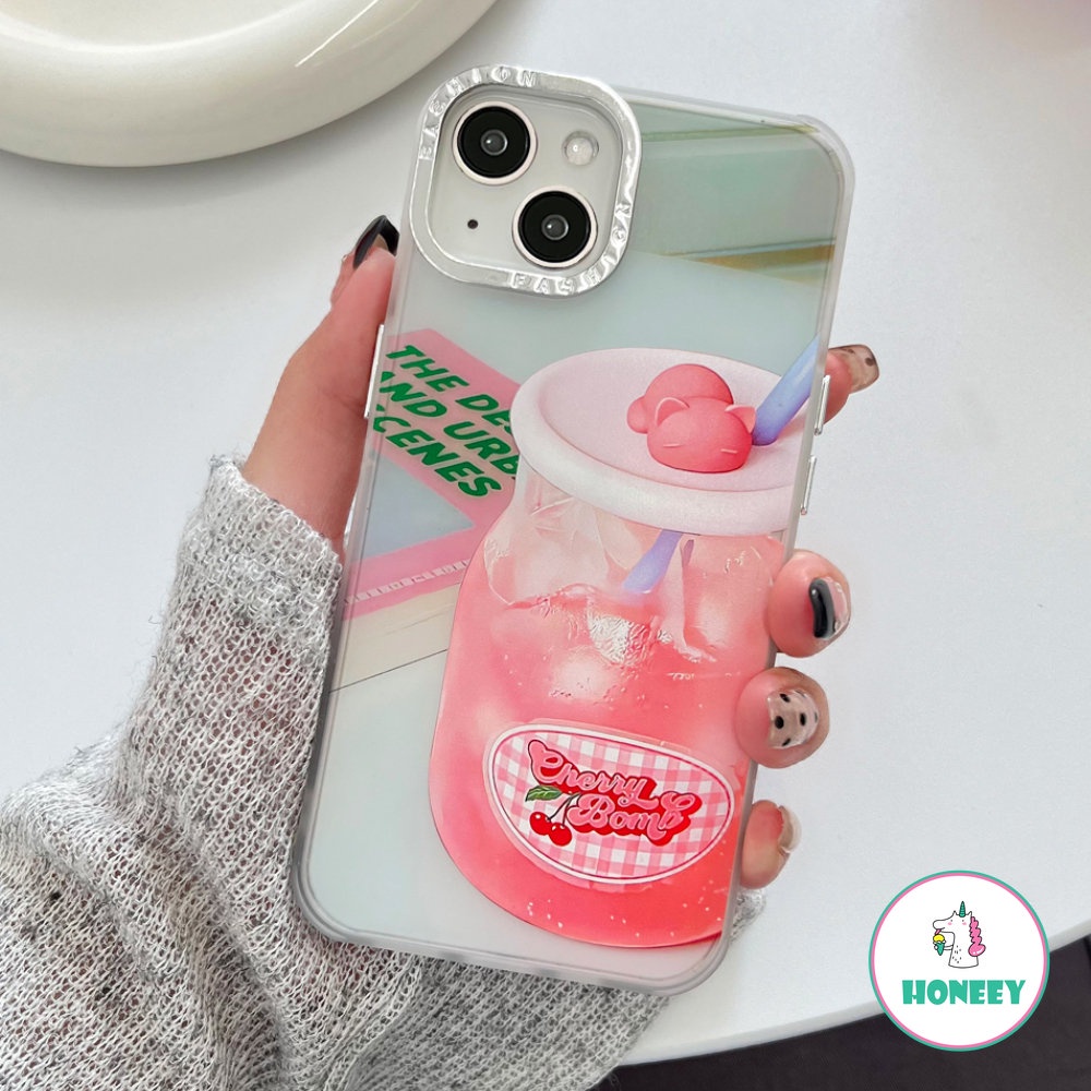 Sweet Pink Cherry Jam Case Untuk iPhone 14 Pro Max 13 12 11 Pro Max Casing iPhone XR XS 7 8Plus Fashion Berlapis Penutup Pelindung Lensa