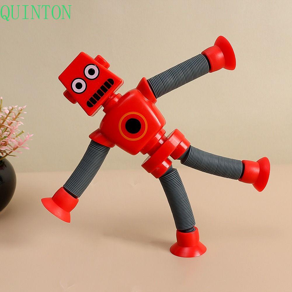 Quinton Robot Pop Tabung Mainan Edukasi Mainan Kreatif DIY Interaktif Gerakan Bersama Orang Tua-Anak Balita Telescopic Suction Cup