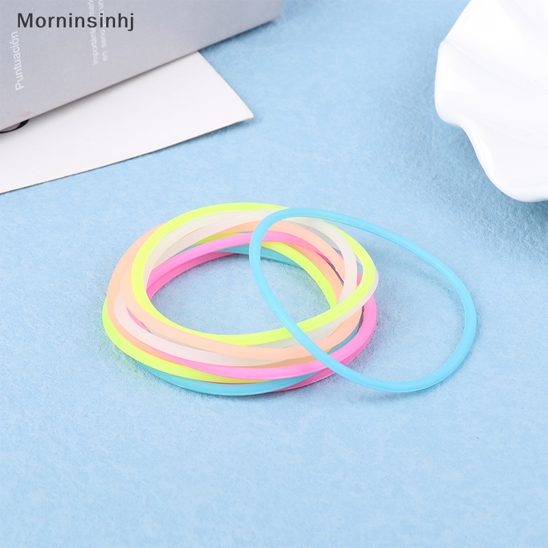 Mornin 10 Pcs Malam Bercahaya Gelang Gelang Gummy Silikon DIY Karet Ikat Rambut Perhiasan Hadiah id