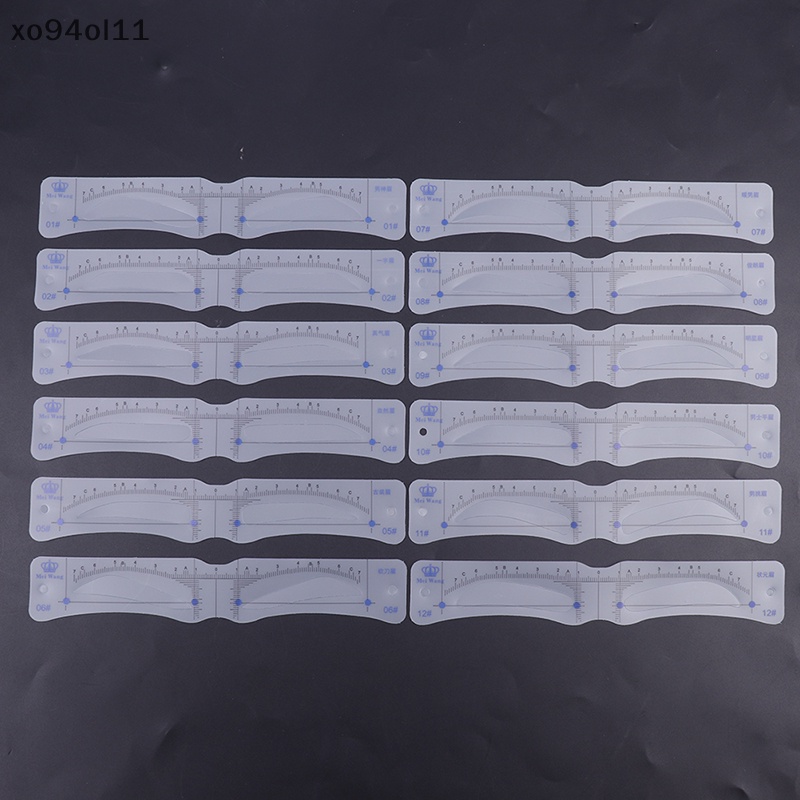 Xo 12Pcs Gaya Stensil Pembentuk Alis Grooming Shaper Template Alat Makeup OL