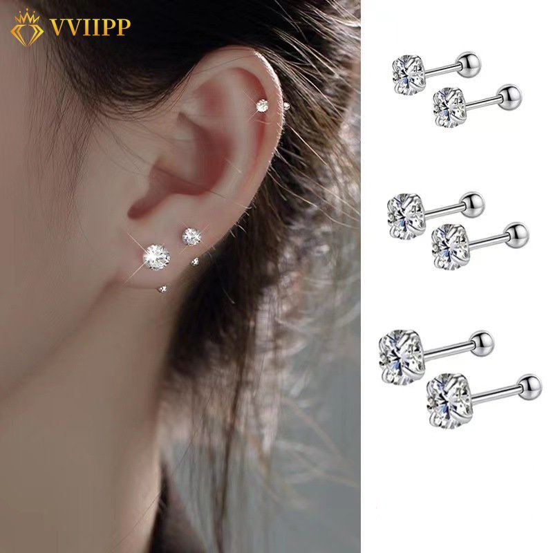 Anting Manik-Manik Bulat Kristal Indah Untuk Wanita Fashion Perhiasan Aksesoris Anting Perak