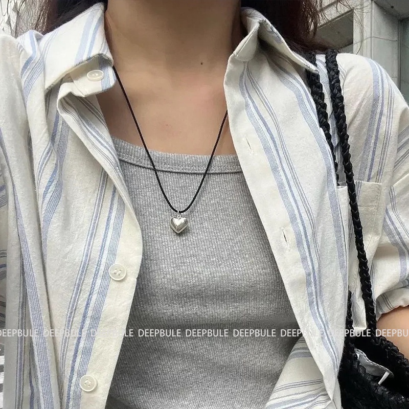 Kalung Liontin Hati Emas Kalung Tali Hitam Korea Simple Adjustable2023Aksesoris Fashion Terbaru