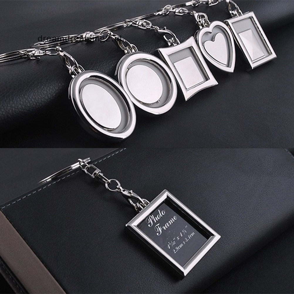 (drea) 1pc Chic Transparan Bening Insert Foto Bingkai Foto Gantungan Kunci Ring Rantai Keychain //