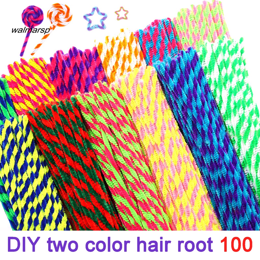 Walmarsp 100Pcs Fuzzy Stick Warna Kontras Mudah Memutar Fleksibel Interaksi Orang Tua-Anak Menyuburkan Kemampuan Tangan Pembersih Tabung Serbaguna Fuzzy Chenille Stem Craft Supplies