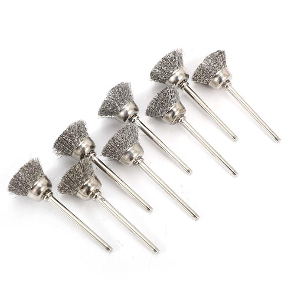 Populer 15pcs Sikat Roda Bahan Silver Kualitas Tinggi Dengan Shank1 /8Inci Kerut Kasar Untuk Alat Dremel
