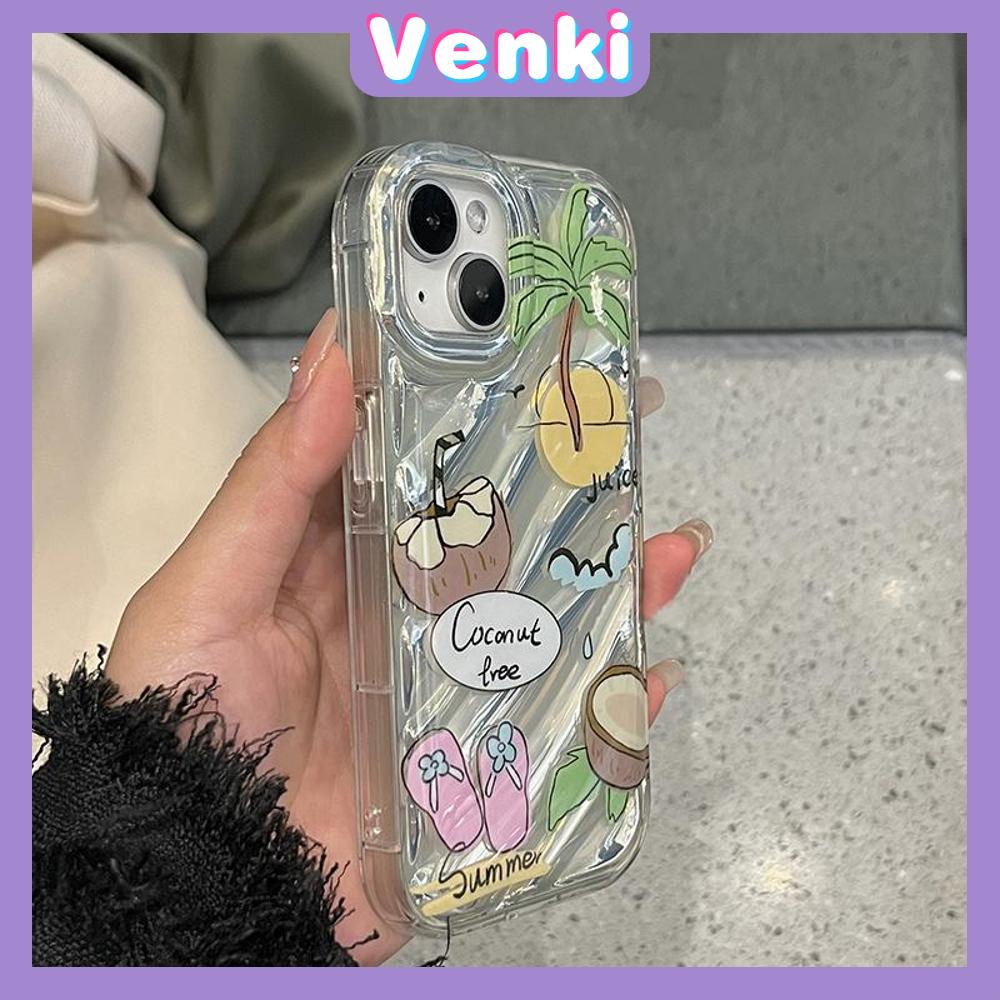 VENKI - Untuk iPhone 11 iPhone Case Laser Reflektif Bening Phone Case TPU Soft Shockproof Airbag Ponsel Pantai Romantis Kompatibel dengan iPhone 14 13 Pro max 12 Pro Max XR 7Plus 8Plus