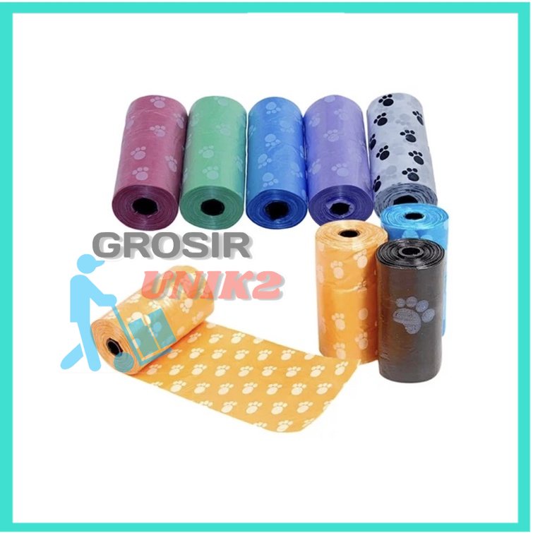 Poop bag Kantong plastik sampah Refil pet kucing anjing tempat kotoran organik hewan 1 roll 15pcs GROSIR UNIK