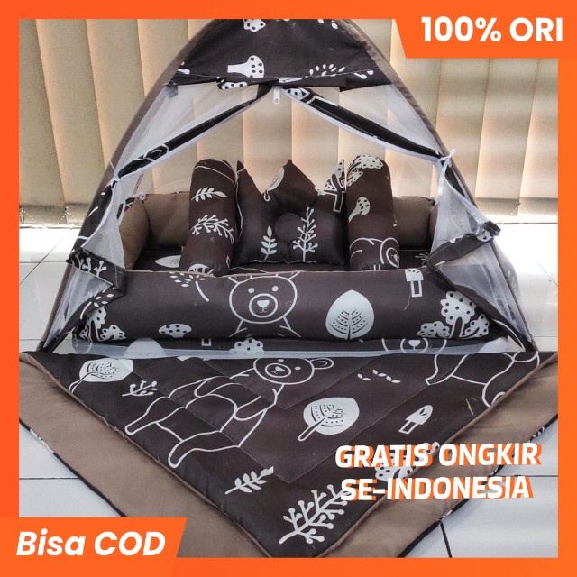 BEST-SELLER Kasur Bayi Kelambu dan-Bedcover Motif Archery x Polkadot-navy CBNK 029 PLUS NON FURING