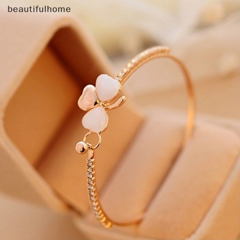 {beautifulhome} Fashion Wanita Perhiasan Bunga Kristal Berlapis Emas Pesona Manset Bangle Gelang Hadiah.