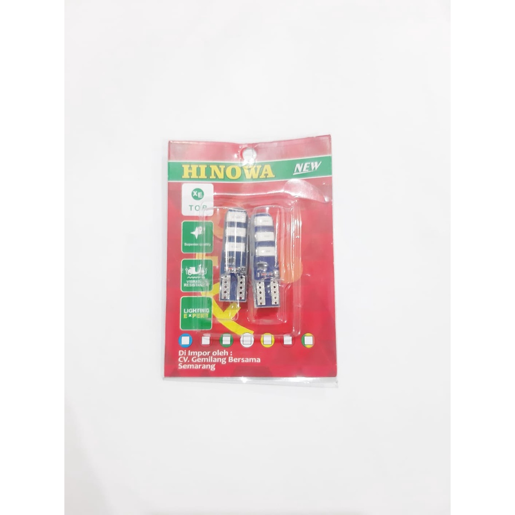 Lampu Senja T10 6 LED Gel Kedip Biru