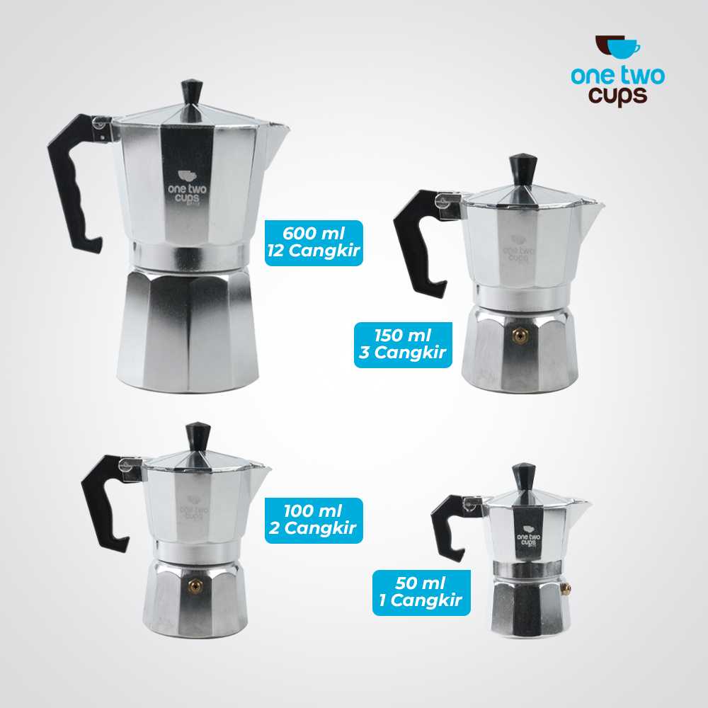 One Two Cups Espresso Coffee Maker Moka Pot Teko Stovetop Filter - JF112