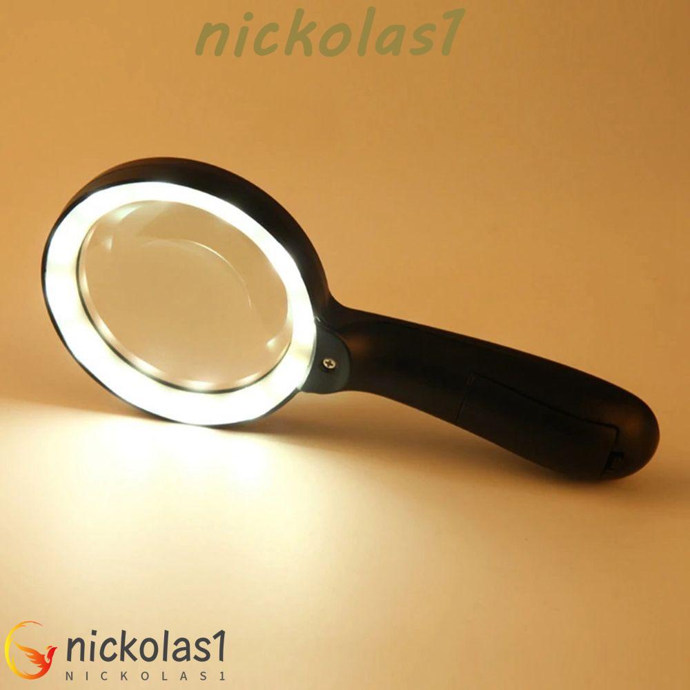 Nickolas1 Kaca Pembesar Profesional Dipegang Dengan 12lampu LED Untuk Membaca Perhiasan Pembesar HD Magnifier