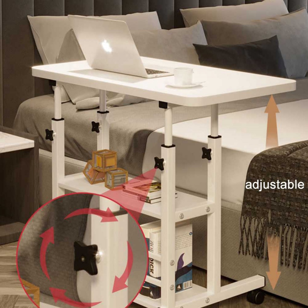 Meja Laptop Belajar Kerja Study Table Adjustable Double Layer 80x40cm