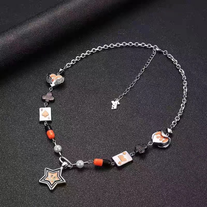 Kartu Orange Bintang Berujung Lima Smiley Beruntung Bintang Kalung Aksesoris Tren Kepribadian Fashion