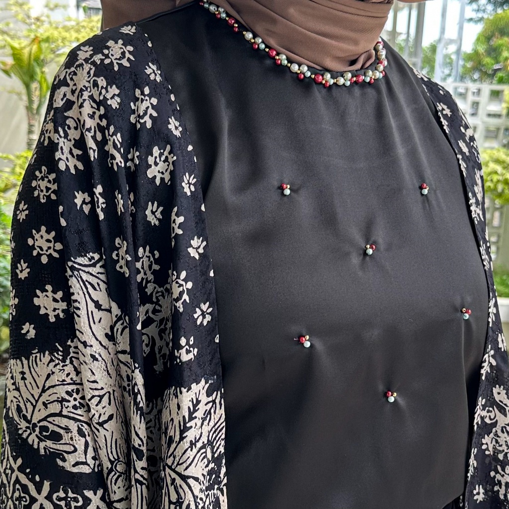 RANIA Set Outer Batik Viscose dan Inner &amp; Celana Satin Raya Collections Baju Edisi Lebaran