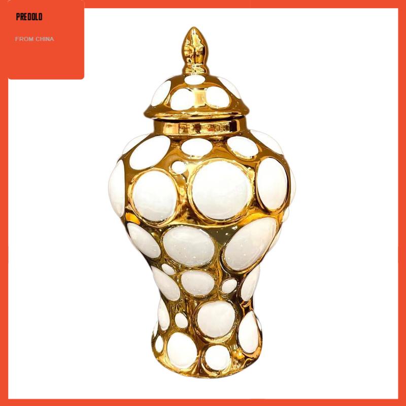 [Predolo] Porcelain Ginger Jar with Lid Dekstop Koleksi Vas Keramik Guci Hias